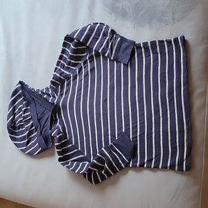 Navy and Grey Striped Hoodie Hanna Andersson